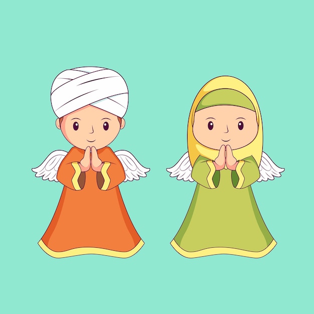 Cute islamic character flat design