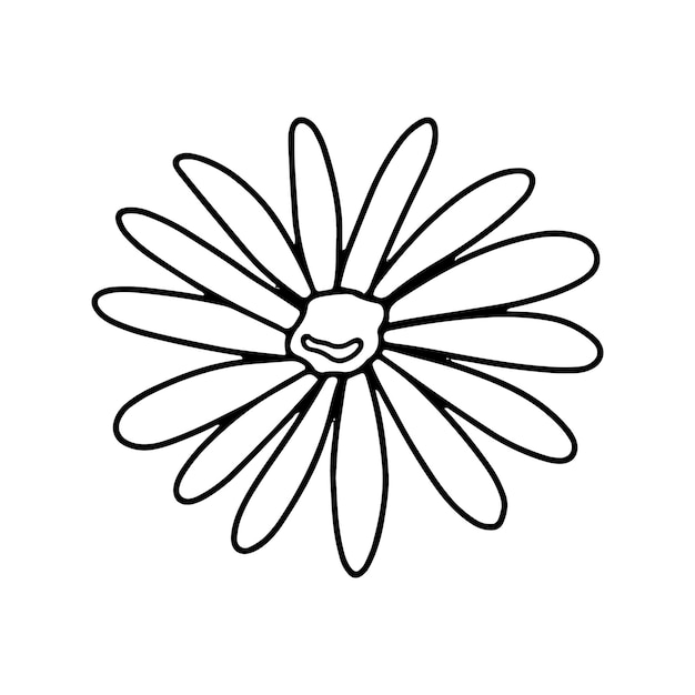 Vector cute isolated single flower chamomile element in doodle style for different types of decoration postcards stickers