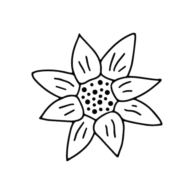 Simpatico elemento a fiore singolo isolato in stile doodle per diversi tipi di adesivi per cartoline decorative