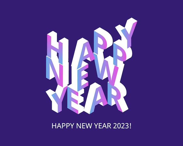 cute isometric gradient happy new year 2023 banner
