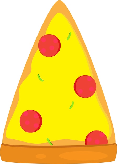 Вектор Симпатичная иконка куска итальянской пиццы пепперони на белом фоне. векторная иллюстрация