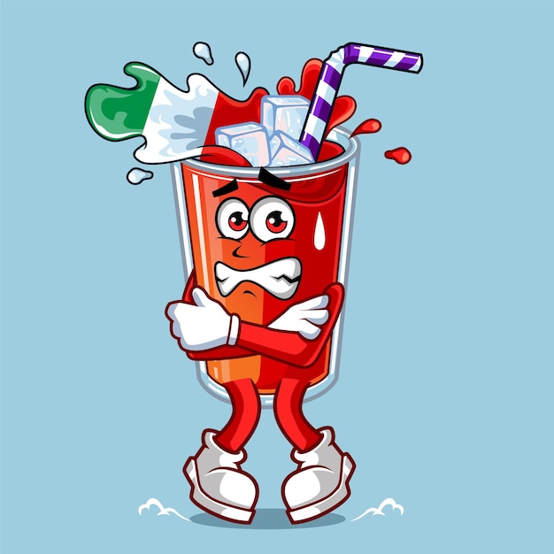 Vector cute italy drink flag chills vector mascot illustration