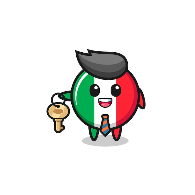 Cute italy flag as a real estate agent mascot , cute design