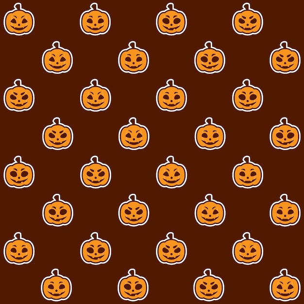 Cute Jack O Lantern Pumpkin Face Halloween Seamless Pattern