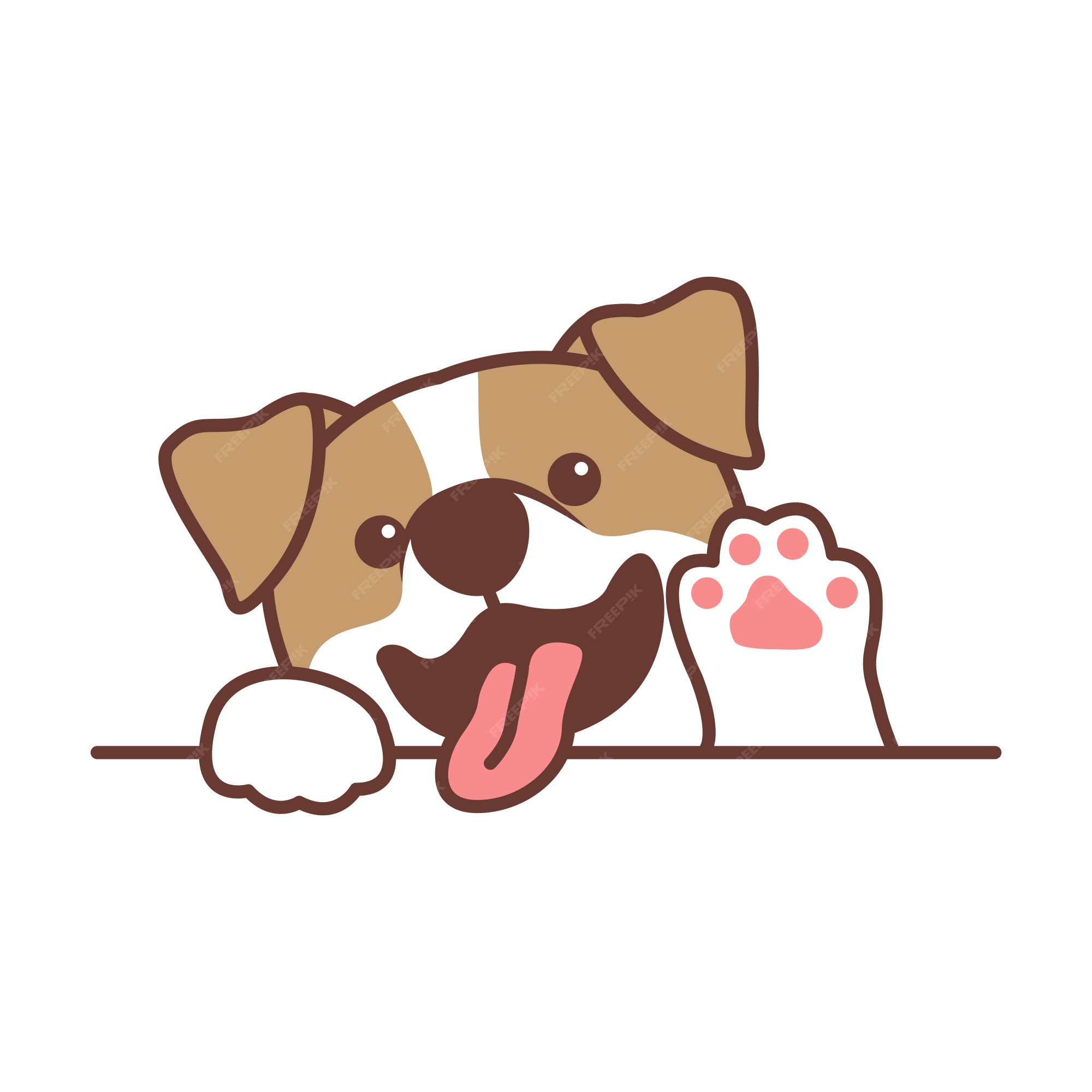 Premium Vector | Cute jack russell terrier dog waving paw cartoon Premium Vector | Cute Jack Russell Terrier Dog Waving Paw Cartoon
