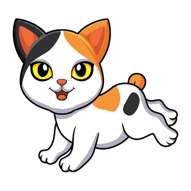 Cute japanese bobtail cat cartoon