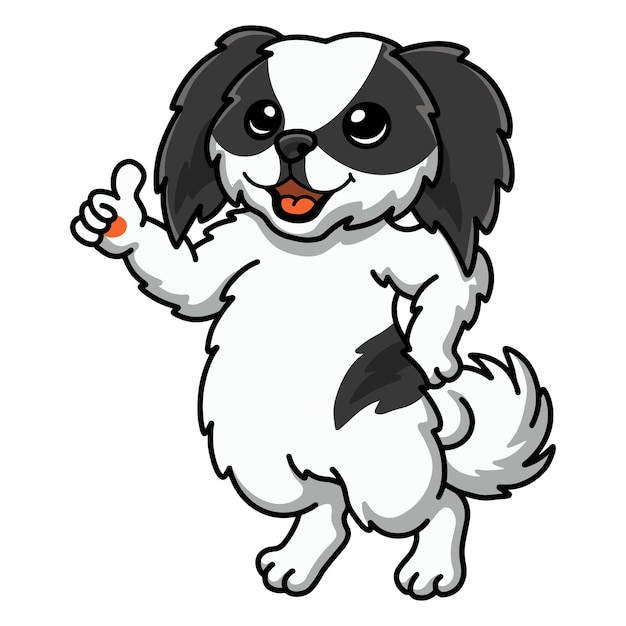 Cute japanese chin dog cartoon giving thumb up