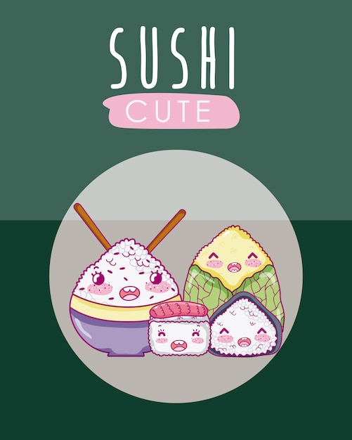 Cute japanese food kawaii cartoon