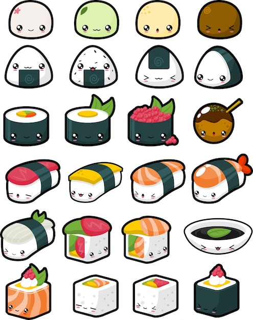 Vector cute japanese food