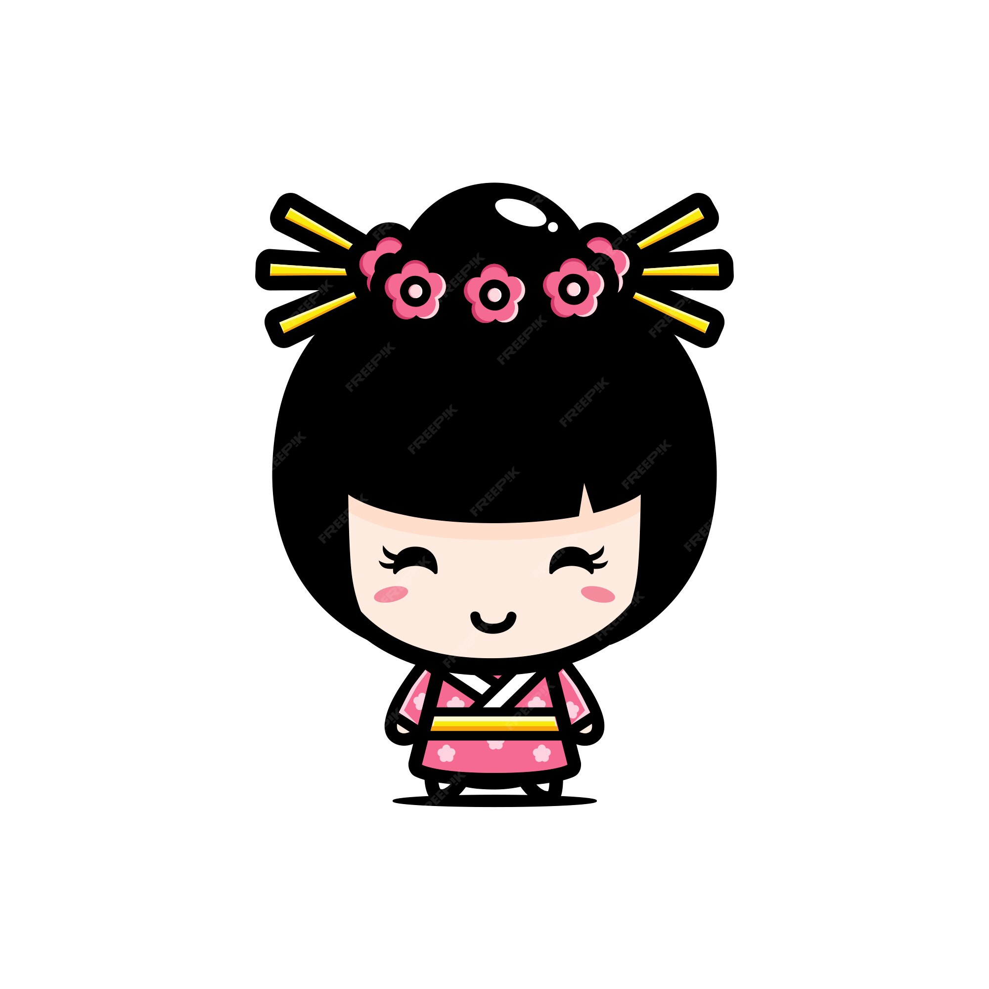 Premium Vector | Cute japanese girl character design Premium Vector | Cute japanese girl character design