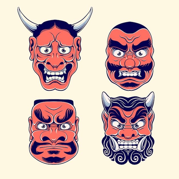 Vector cute japanese mask premium vector