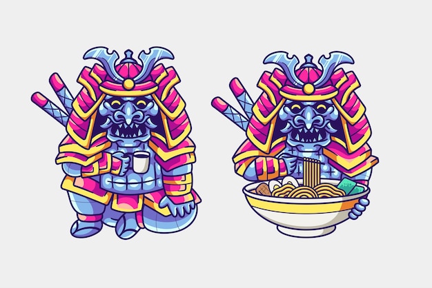 Cute japanese samurai vector illustration design