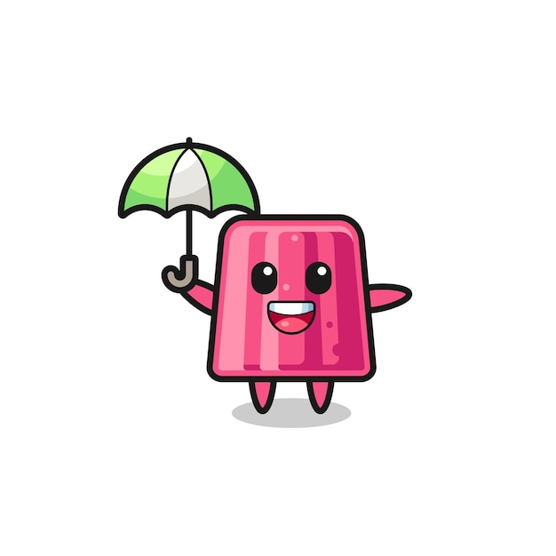 Cute jelly illustration holding an umbrella cute design