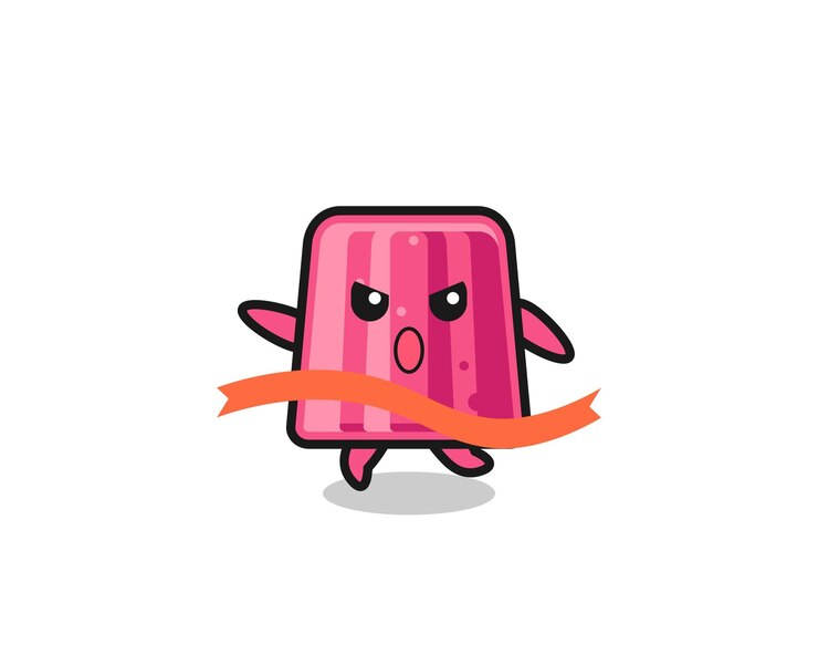 Vector cute jelly illustration is reaching the finish