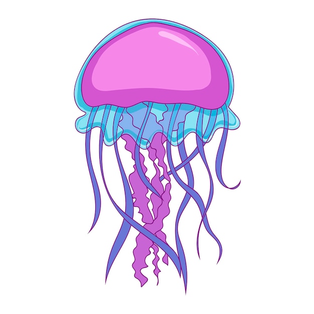 Симпатичный персонаж мультфильма о медузе Морское животное векторная иллюстрация Медуза векторная иллюстрация