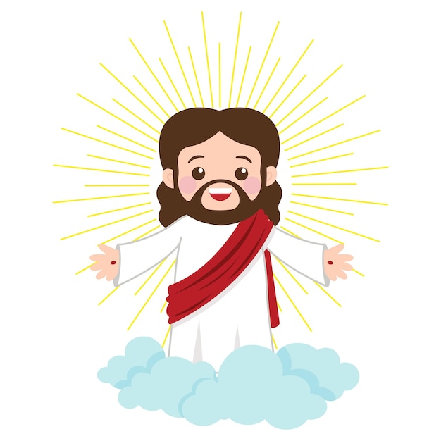 Vector cute jesus christ ascension illustration