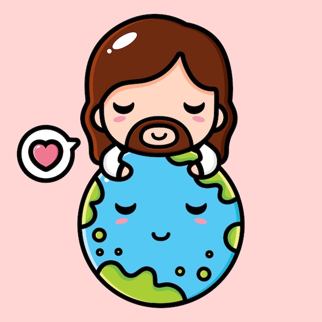 cute jesus christ hugging the earth