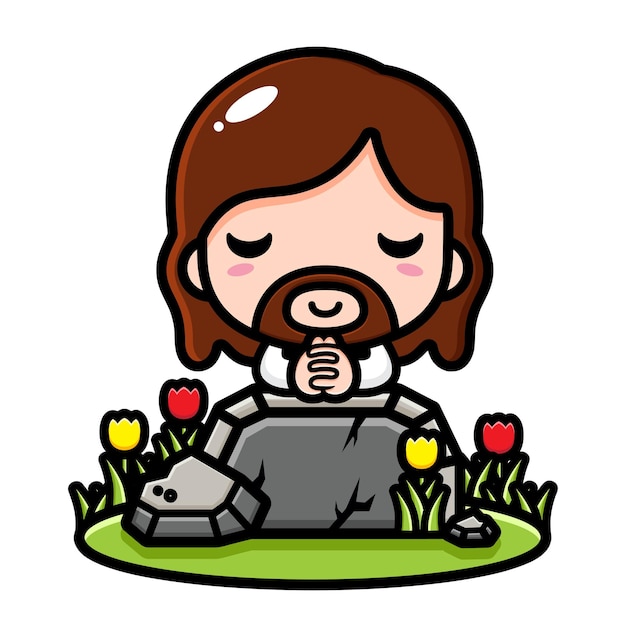 Vector cute jesus christ is praying