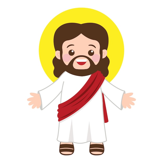 Vector cute jesus christ mascot chibi cartoon character