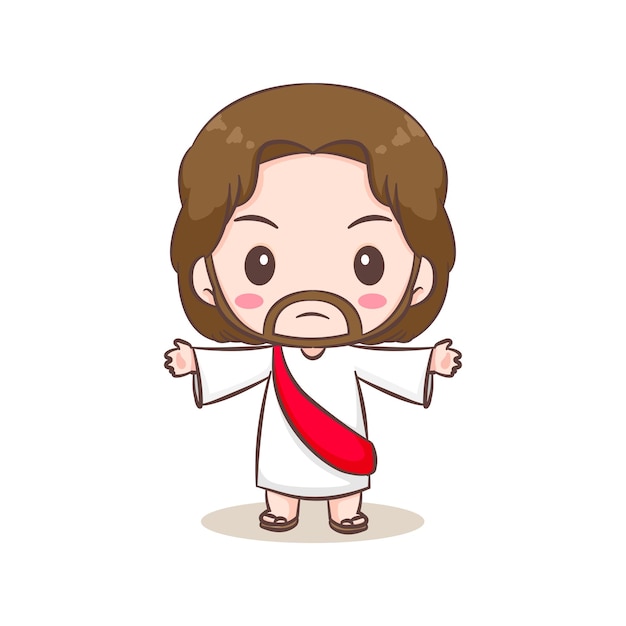 Cute Jesus Christ protecting cartoon character