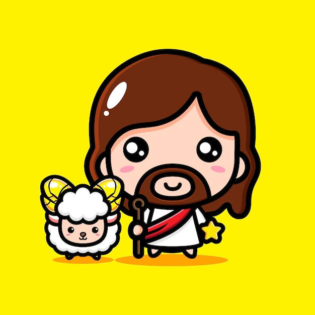 cute jesus christ with cute lamb