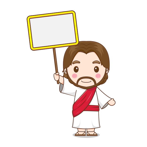 Cute jesus holding empty board