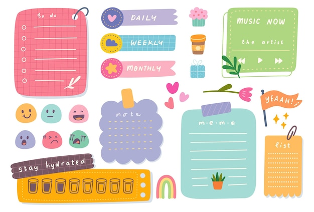 Cute journal and planner design vector illustration