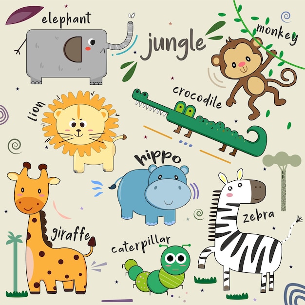 Cute Jungle Animal Vector Illustration