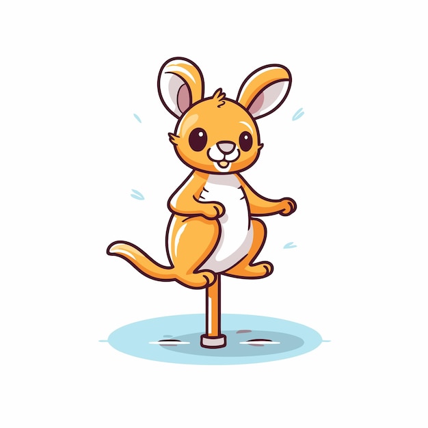 Vector cute kangaroo cartoon character isolated on white background vector illustration