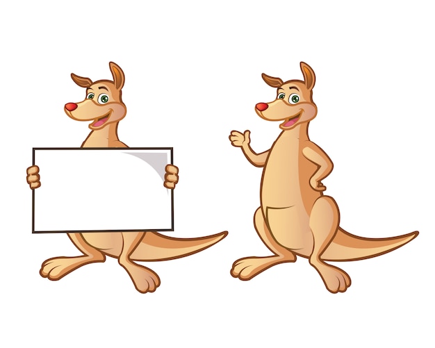 Cute kangaroo cartoon mascot