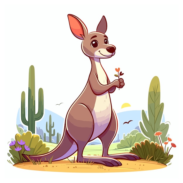 Vector cute kangaroo cartoon vector on white background