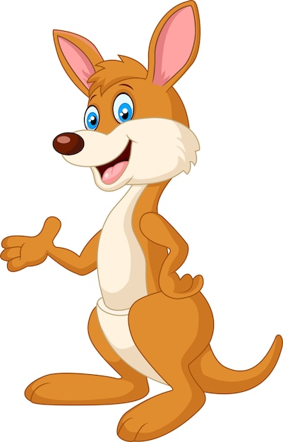 Cute kangaroo cartoon waving hand