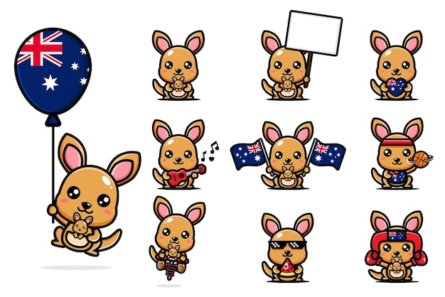 cute kangaroo character mascot design