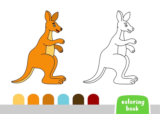 Вектор Симпатичная книжка-раскраска кенгуру для детей страница для книжных журналов шаблон вектора каракулей