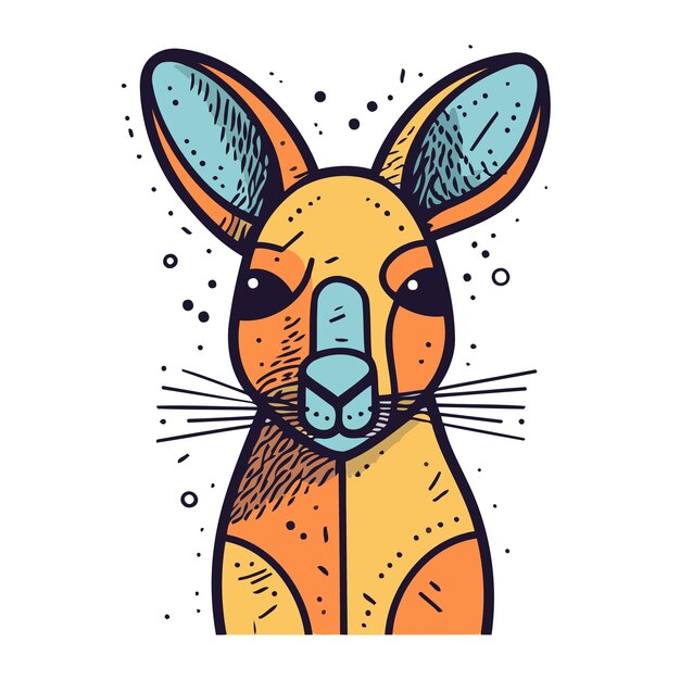 Vector cute kangaroo hand drawn vector illustration in cartoon style