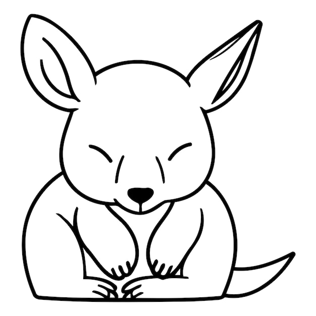 Vector cute kangaroo sitting on a white background vector illustration