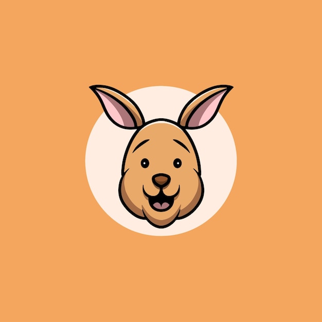 Cute kangaroo smiling face cartoon illustration