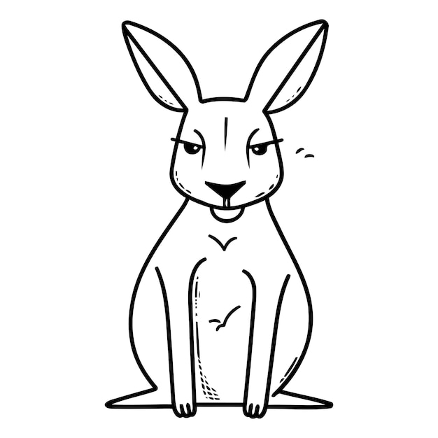 Cute kangaroo Vector illustration in doodle style