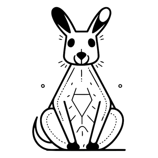 Cute kangaroo Vector illustration in flat cartoon style