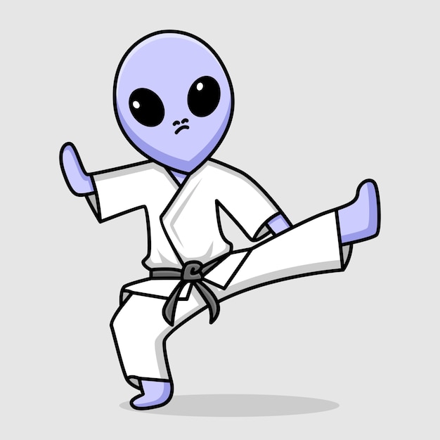 Cute karate alien cartoon design