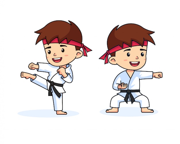 Vector cute karate boy kids