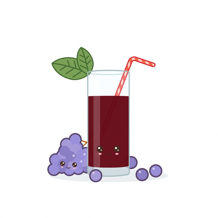 Vector cute kawai smiling cartoon grape juice. vector