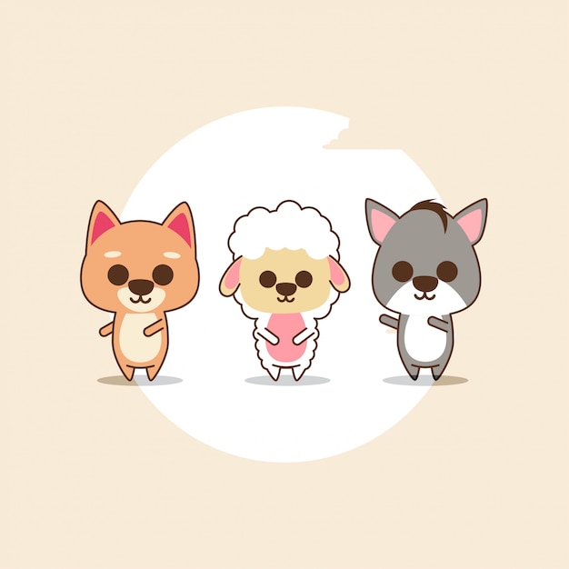 Cute kawaii animal character design