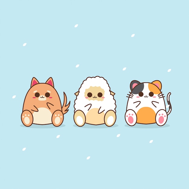 Cute kawaii animal character design