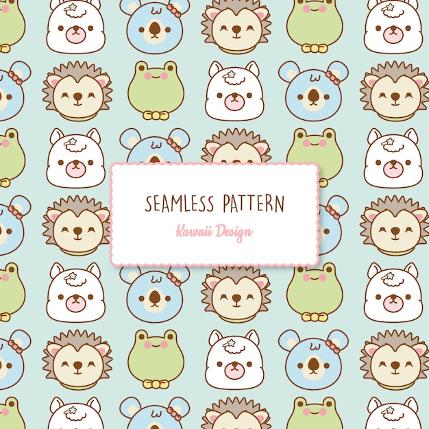 Cute kawaii animals transparent seamless pattern