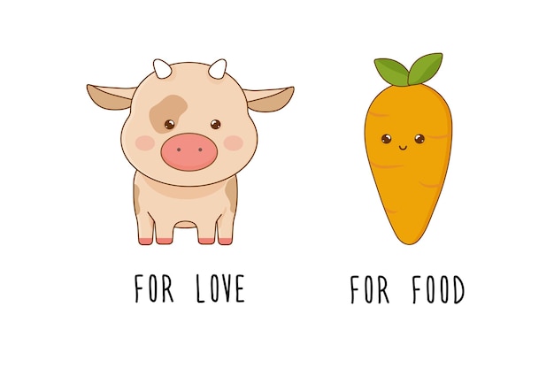 cute kawaii animals vegetarianism slogan for love