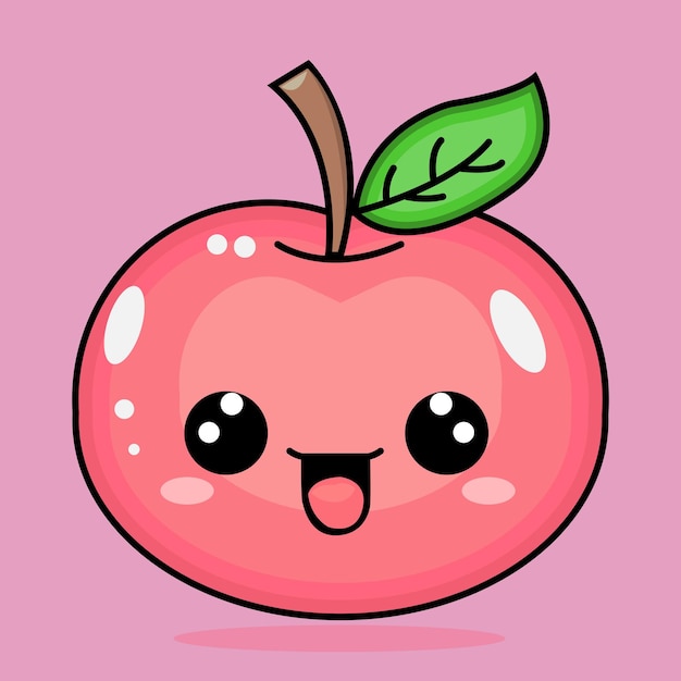 Vector cute kawaii apple character