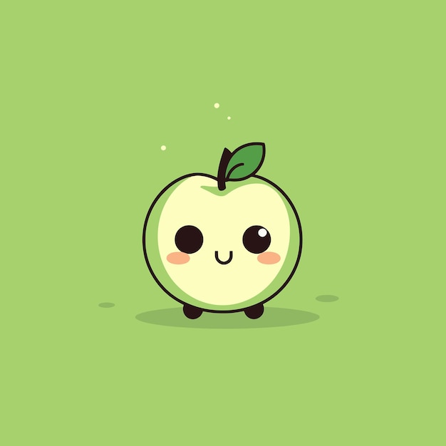 Cute kawaii apple chibi mascot vector cartoon style