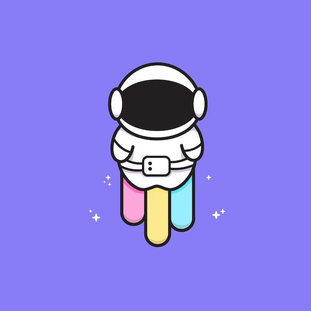 cute kawaii astronaut fly to the sky