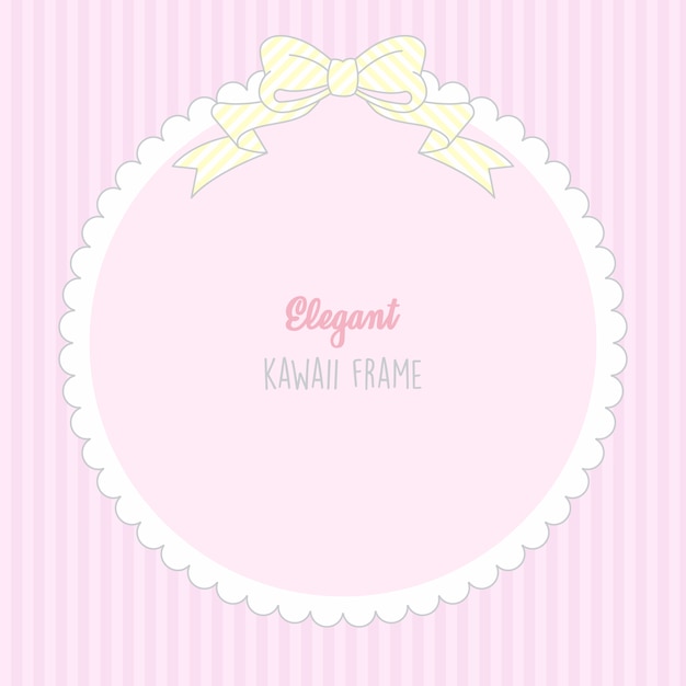 Cute kawaii baby girl cute frame with stripes seamless pattern